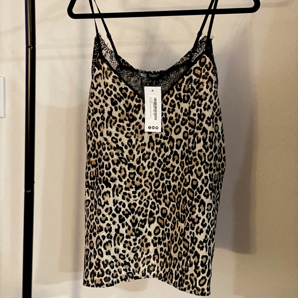 Cheetah Tank with Lace detail